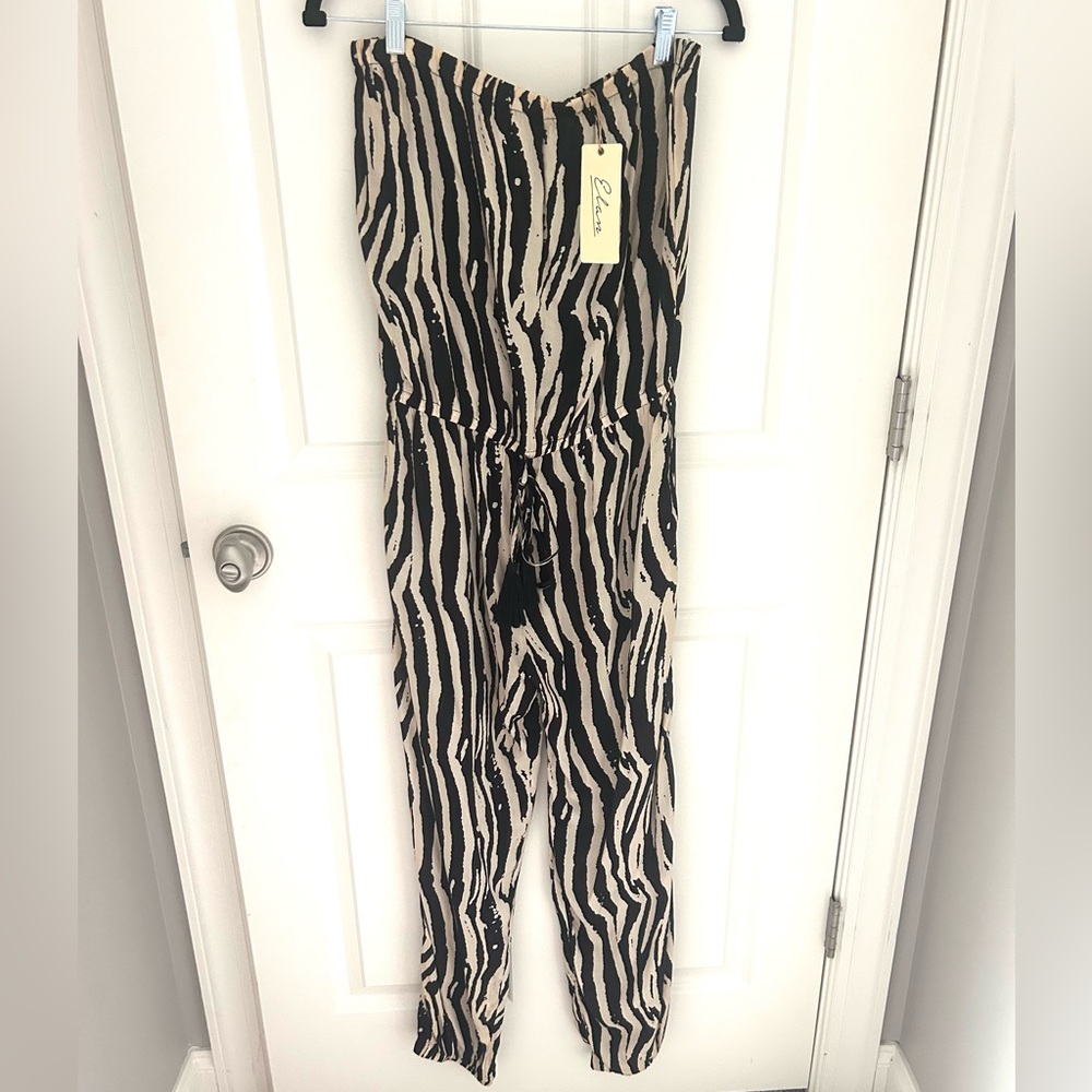 NWT Elan strapless animal print jumpsuit